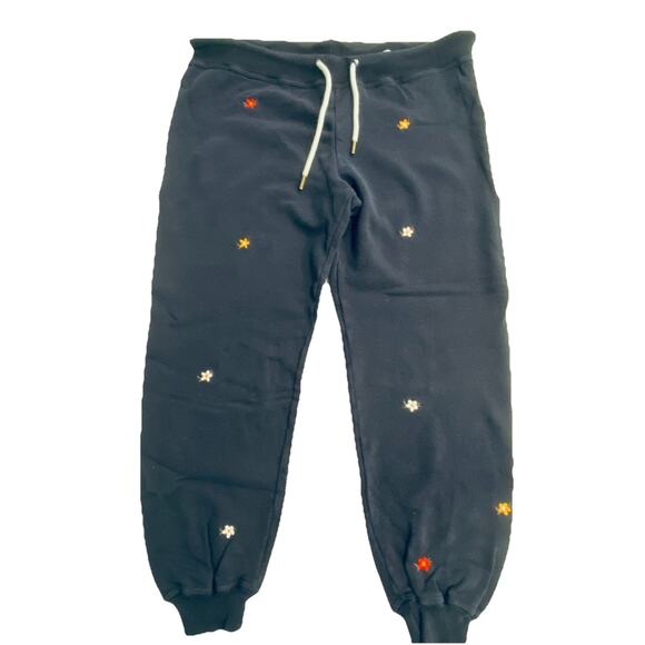 THE GREAT Jogger Pants Women's 1 Small Navy Blue Flower Floral Print Sweatpants - Picture 1 of 6